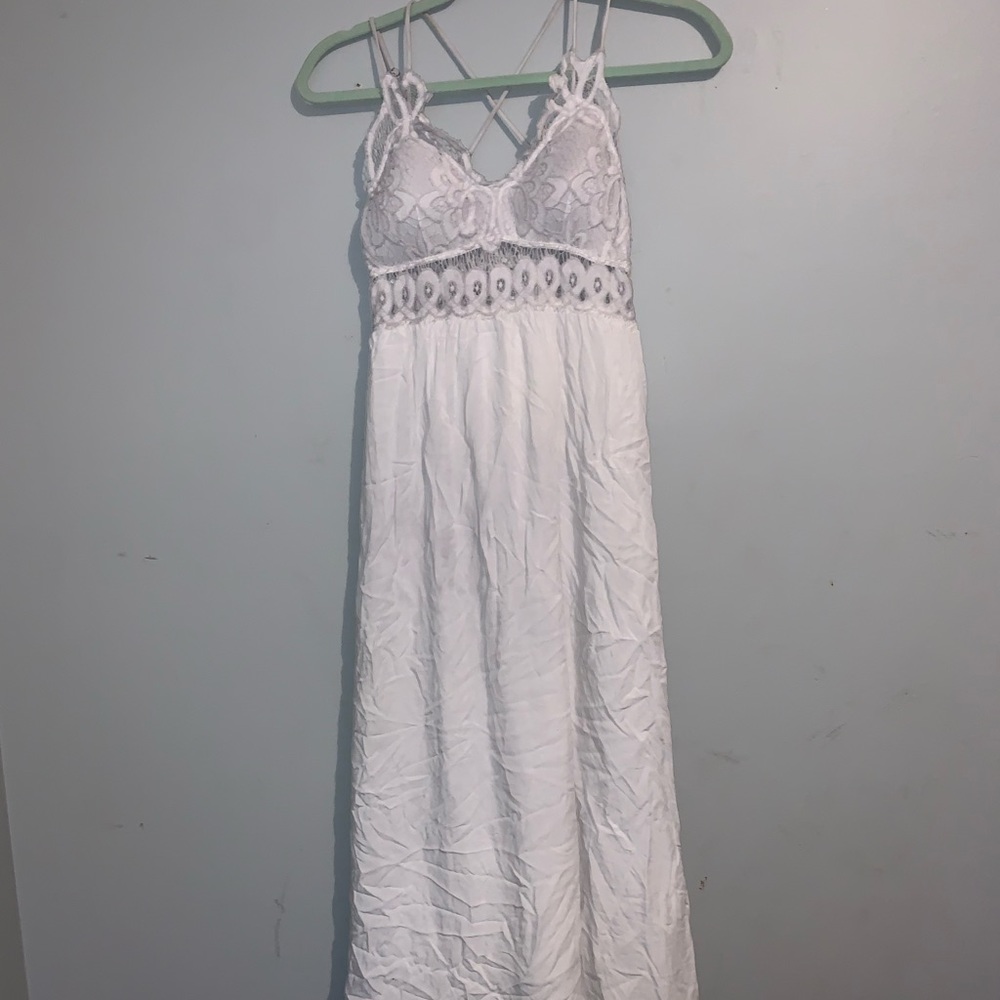 White pink lily dress